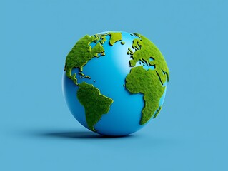 Fototapeta premium Green Earth A 3D Model Representing Our Planet's Ecology and Sustainability