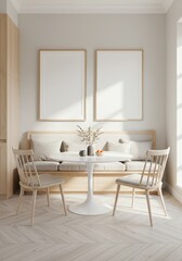Fototapeta premium Blank Wooden Frame Mockups in a Modern Scandinavian Dining Nook