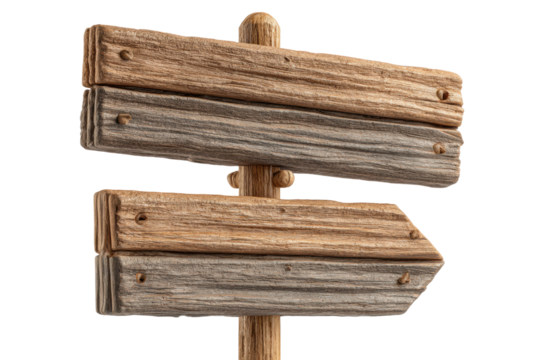 PNG Rustic wooden directional signpost with two empty planks on isolated background
