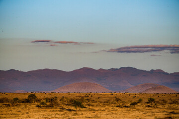 desert landscape with blue sky and clouds