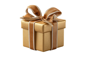 Obraz premium PNG Golden gift box with elegant ribbon bow on black background