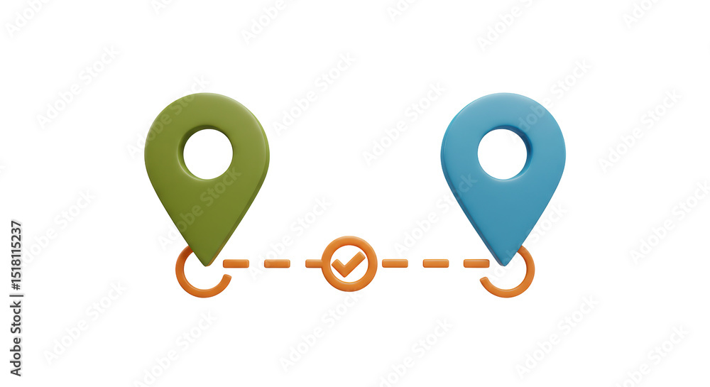 Poster isolated route map with check mark