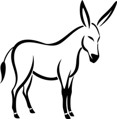 Monochrome donkey outline vector illustration. Ideal for logos, signs, and vintage or rustic farm branding designs.