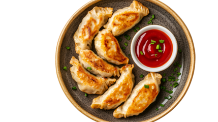 Full frame shot of freshly homemade raw Chinese dumplings arranged in tight rows on a bamboo kitchen plate