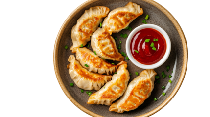 Full frame shot of freshly homemade raw Chinese dumplings arranged in tight rows on a bamboo kitchen plate
