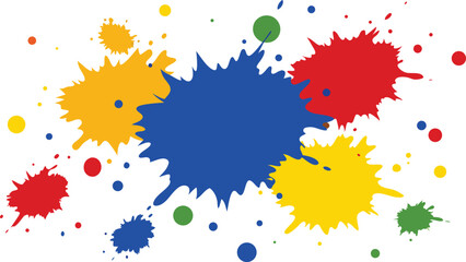 Colorful Primary Color Brush Splatters Design.