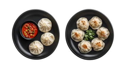 The concept of oriental cuisine. Uzbek food Manti or manty dumplings restaurant concept. Homemade Uzbek dish. recipe background. space for text. top view
