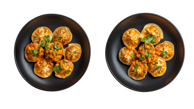The concept of oriental cuisine. Uzbek food Manti or manty dumplings restaurant concept. Homemade Uzbek dish. recipe background. space for text. top view