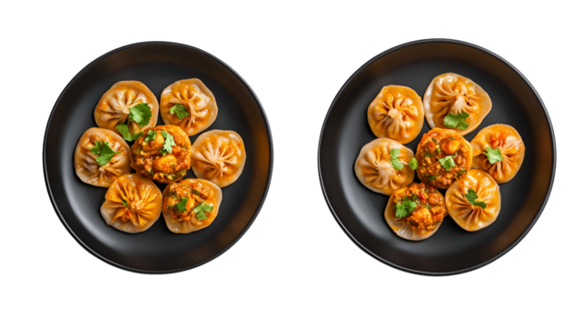 The concept of oriental cuisine. Uzbek food Manti or manty dumplings restaurant concept. Homemade Uzbek dish. recipe background. space for text. top view