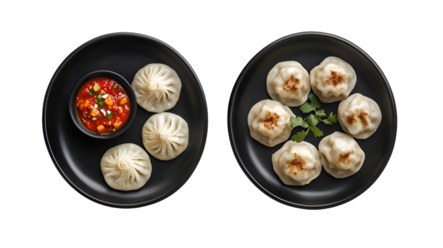 The concept of oriental cuisine. Uzbek food Manti or manty dumplings restaurant concept. Homemade Uzbek dish. recipe background. space for text. top view