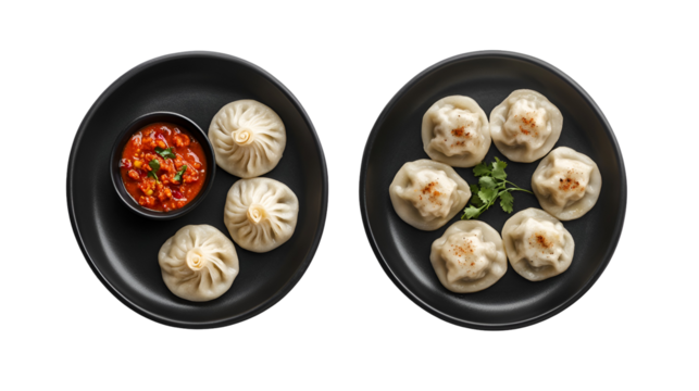 The concept of oriental cuisine. Uzbek food Manti or manty dumplings restaurant concept. Homemade Uzbek dish. recipe background. space for text. top view