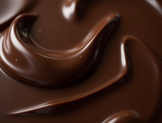 A close-up view of luxurious dark chocolate, showing rich textures, smooth surfaces, and delicate details of melted and solid chocolate