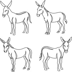 Donkey vector icon with clean, minimal design. Ideal for farm logos, wildlife themes, and branding use.

