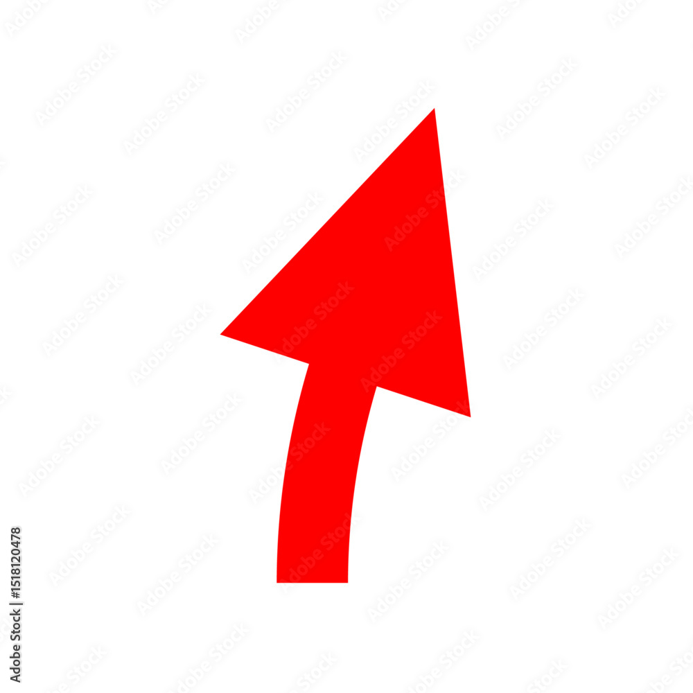 Poster red arrow cursor pointer icon on white background, computer interface navigation element for web des