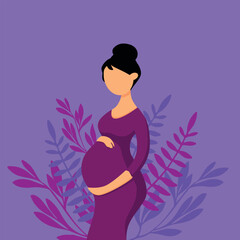 pregnant girl with belly and flowers