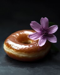 purple flower and donut