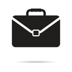 Briefcase icon with shadow on white background. Vector illustration