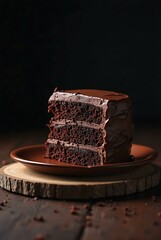 yummy chocolate cake piece in plate ai illustration