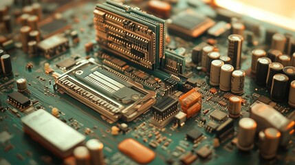 Obraz premium Close-up of circuit board with electronic components