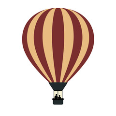 Fototapeta premium Colorful hot air balloon with red and yellow stripes in the sky 