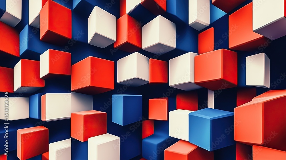 Poster a 3d-style geometric optical illusion that appears to move when stared at.