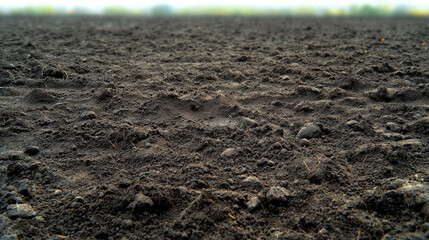 Fototapeta premium Closeup of healthy soil, fertile ground, rich earth texture, natural outdoor environment, agriculture