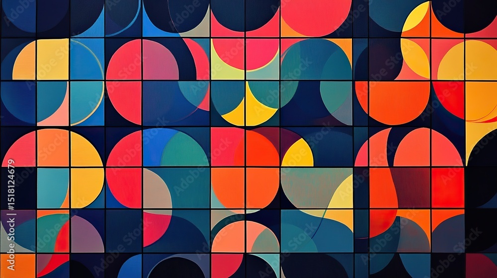 Poster a grid-based abstract geometric structure with uniformity and balance.