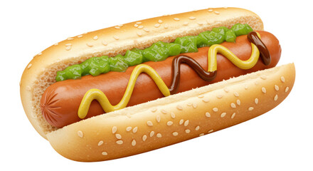 Isolated Hot Dog with Condiments