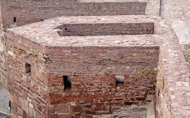 Ancient Fortress Walls:  Detailed Texture of Historic Brickwork and Stone Masonry