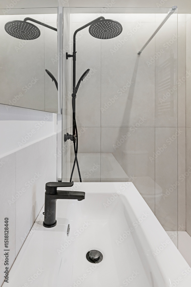 Poster sinks integrated into floating countertops or with a monolithic design