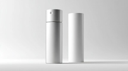 Metallic spray bottle and container mockup