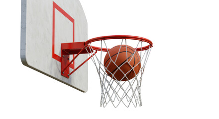 Isolated Basketball in Hoop