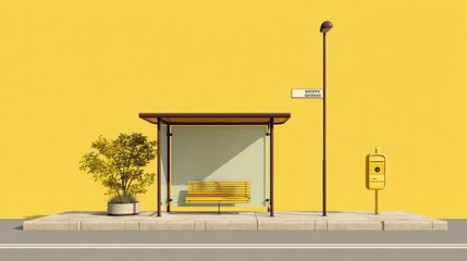 Sunny, minimalist bus stop