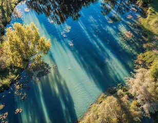 lake view from high with empty space in center