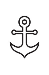 Anchor Line Icon – Nautical Marine Symbol Outline