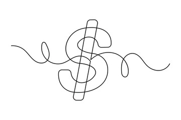 Continuous line dollar illustration outline