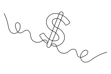 Continuous line dollar illustration outline