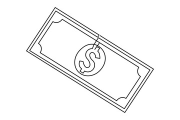Continuous line dollar illustration outline