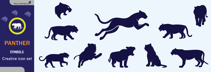 PANTHER VECTOR AND OUTLINE BLACK AND WHITE