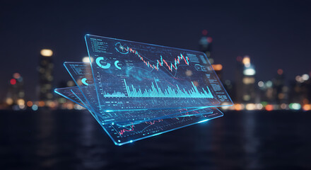 Futuristic Stock Market Data Visualization  Analyzing Financial Trends with Advanced Technology