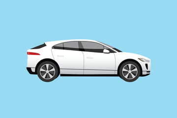 Smart car isolated on blue background