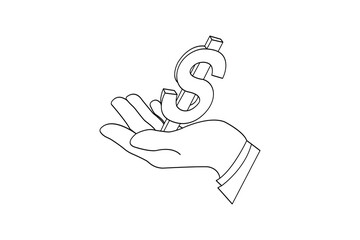 Continuous line dollar illustration outline