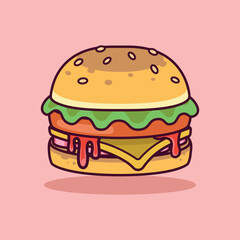 Burger floating food cartoon vector illustration