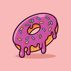 Donut melted dougnut food cartoon vector illustration