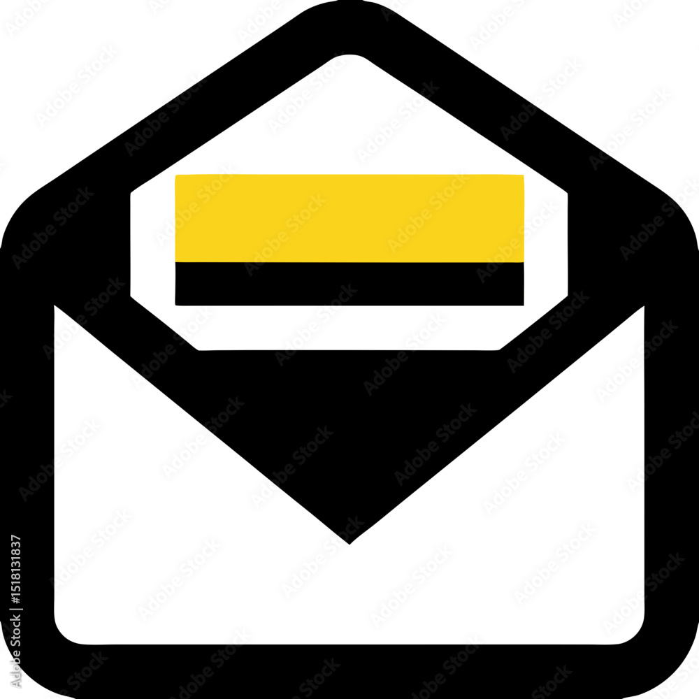 Aufkleber simple envelope icon with a yellow and black rectangular card inside
