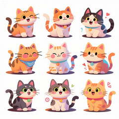 Fototapeta premium Set of cute cartoon cats