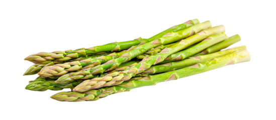 Green asparagus spears bunch closeup isolated on transparent PNG