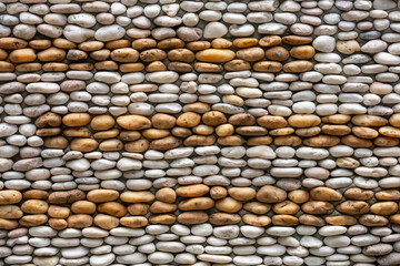 The Background of small rock which arrange on concrete wall