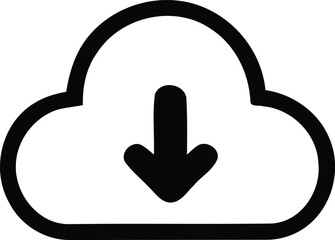 Obraz premium Download Cloud Icon Vector. Flat Black Illustration Isolated On White Background.