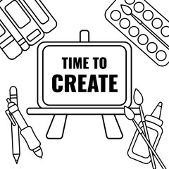 Vector elements on the theme Time to create